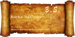 Barka Sándor névjegykártya