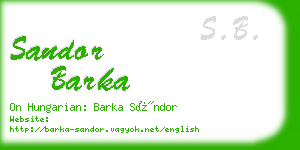 sandor barka business card